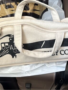 Canvas Tote Bag in Natural with Black Print